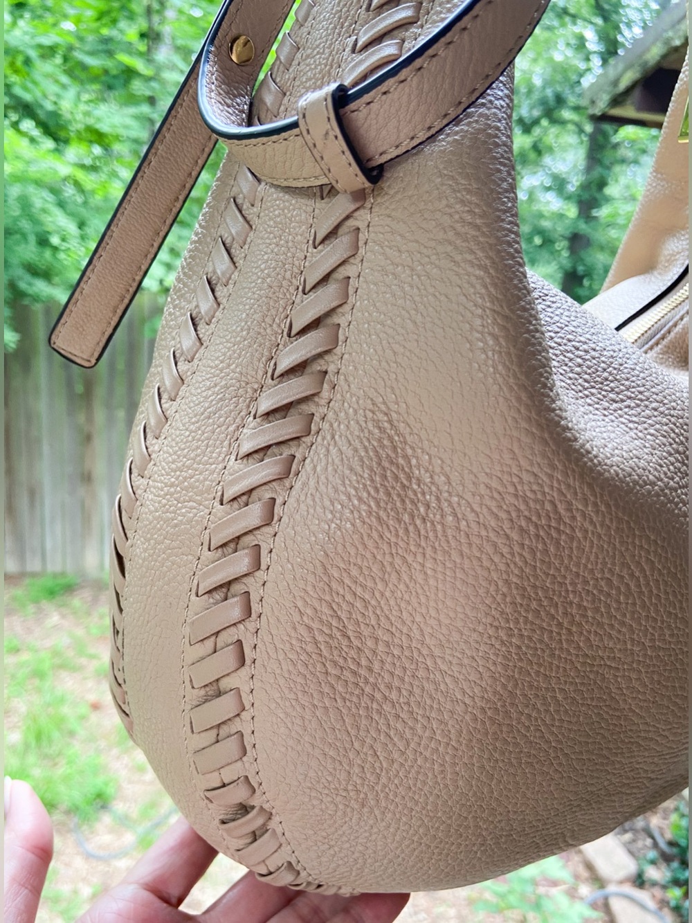 Michael Kors Lauryn Large Hobo Slouchy Bag Pebbled Leather Whipstitch & Tassel - Picture 13 of 15